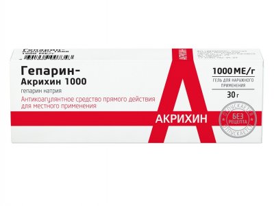 Купить гепарин-акрихин, гель для наружного применения 1000ме/г, 30г в Балахне