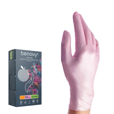 Купить перчатки benovy смотровые нитриловые нестерильные неопудренные текстурные с однократной хлорацией размер xs, 100 шт, перламутрово-розовые в Балахне