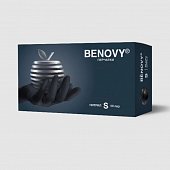 Купить перчатки benovy смотровые нитриловые нестерильные неопудрен текстурир на пальцах размер s 50 пар, черные в Балахне