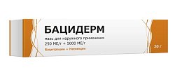 Купить бацидерм, мазь для наружного применения 250 ме/г+5000 ме/г, 20г  в Балахне