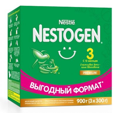 Купить nestle nestogen premium 3 (нестожен) сухая молочная смесь с 12 месяцев, 900г (3х300г) в Балахне