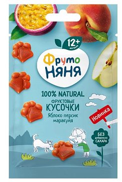 Фрутоняня фруктовые кусочки из персика и маракуйи, 15 г