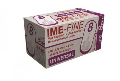 Купить иглы ime-fine для инъекций универсальные для инсулиновых шприц-ручек 31g (0,26мм х 8мм) 100 шт в Балахне