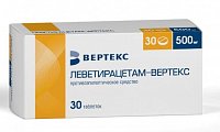 Купить леветирацетам-вертекс, таблетки покрытые пленочной оболочкой 500 мг, 30 шт в Балахне