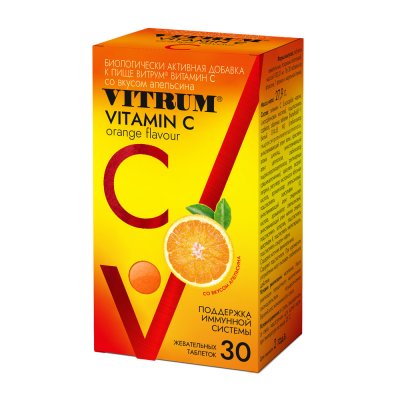 Купить витрум витамин с, жевательные таблетки со вкусом апельсина, 30 шт_бад в Балахне