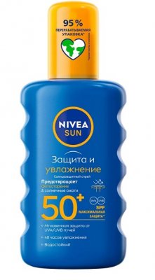 Купить nivea (нивея) sun спрей солнцезащитный защита и увлажнение, 200мл spf50 в Балахне