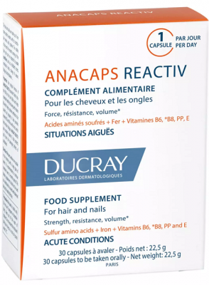 Купить дюкрэ анакапс (ducray аnacaps) реактив для волос, кожи головы и ногтей, капсулы 30 шт бад в Балахне