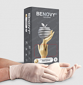Купить перчатки benovy латексные нестерильные неопудренные текстурир на пальцах хлорированные размер l 50 пар в Балахне
