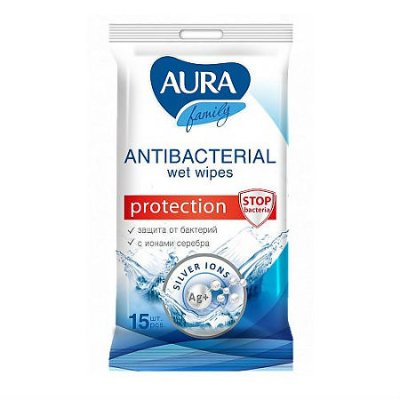 Купить aura (аура) салфетки влажные антибактериальные 15шт в Балахне