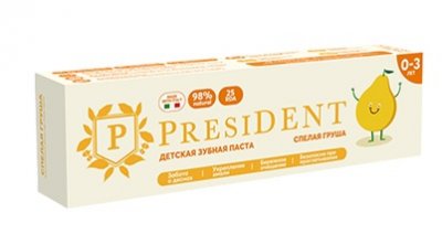 Купить президент (president) зубная паста для детей 0-3лет спелая груша, 32г 25rda в Балахне