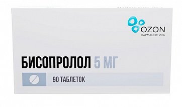 Бисопролол, таблетки, покрытые пленочной оболочкой, 5мг 90 шт 