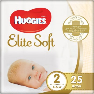Купить huggies (хаггис) подгузники elitesoft 2, 4-6кг 25 шт в Балахне