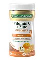 Купить nature's bounty (нэйчес баунти) витамин с плюс цинк, пастилки лекарственные жевательные-гаммис со вкусом апельсина 60 шт бад в Балахне
