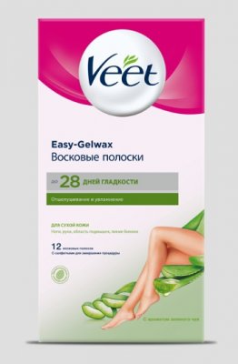 Купить veet easy-gelwax (вит) восковые полоски для сухой кожи с алоэ вера, 12 шт в Балахне