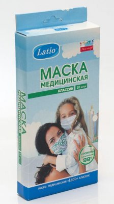 Купить маска медицинская latio классик на резинках, 10 шт в Балахне