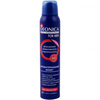 Купить deonica (деоника) дезодорант антиперспирант для мужчин антибактериальный эффект спрей, 200мл в Балахне